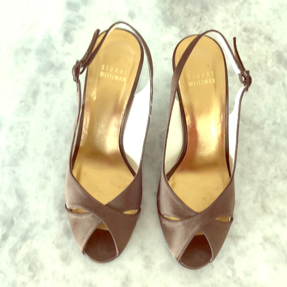 Stuart Weitzman sling brown heels
